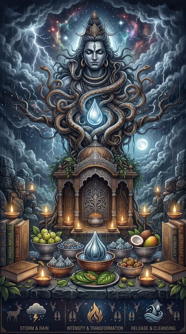 Ardra nakshatra — Rudra (the fierce storm form of Shiva), symbolised by teardrop, or a human head