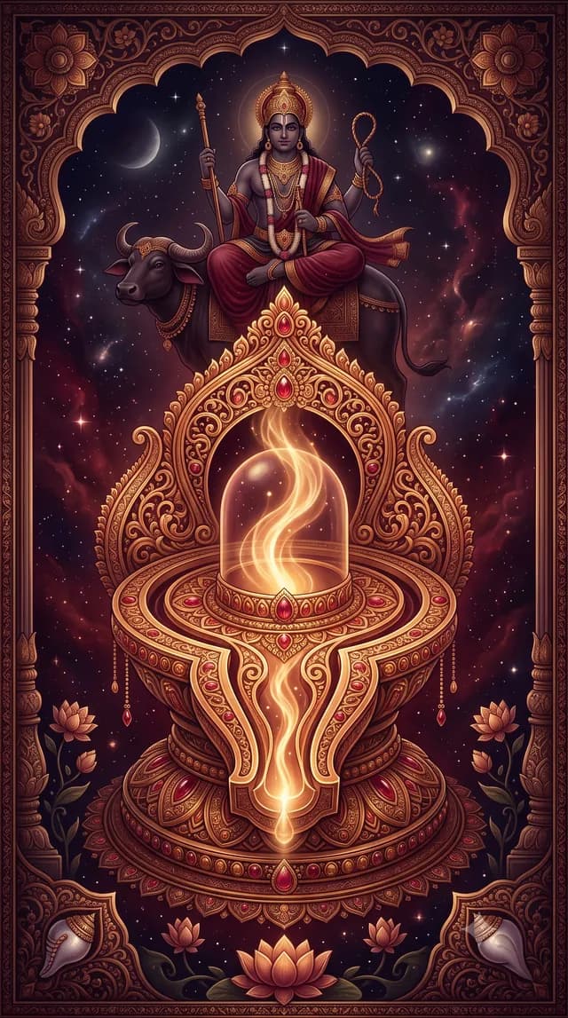 Bharani nakshatra — Yama (god of death and dharma), symbolised by yoni (the womb)