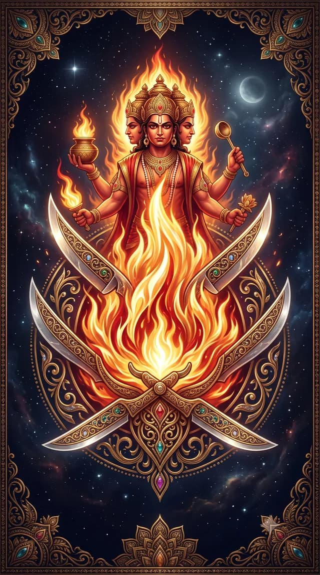 Krittika nakshatra — Agni (god of fire), symbolised by razor or flame
