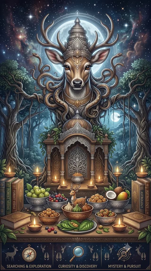Mrigashira nakshatra — Soma (the Moon deity, associated with nectar), symbolised by deer's head