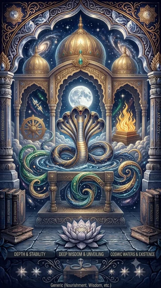 Uttara Bhadrapada nakshatra — Ahir Budhnya (the serpent of the deep sea), symbolised by the back legs of a funeral cot, or a serpent in water