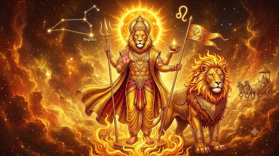 Simha (Leo) — ruled by Sun, symbolised by the lion